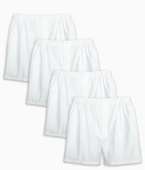 4-Pack White 100% Cotton Men's Solid Oxford Boxer (BB106)