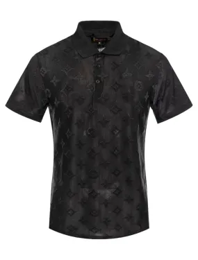 Black Men's Fashion Style printed Plaid Luxury Short Sleeve Polo Italy Design