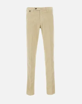 Cream Velvet Super Slim Trousers