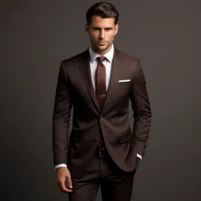 Dark Brown Two Piece Wedding and Business Suit for Men - Refined, Versatile, and Timeless