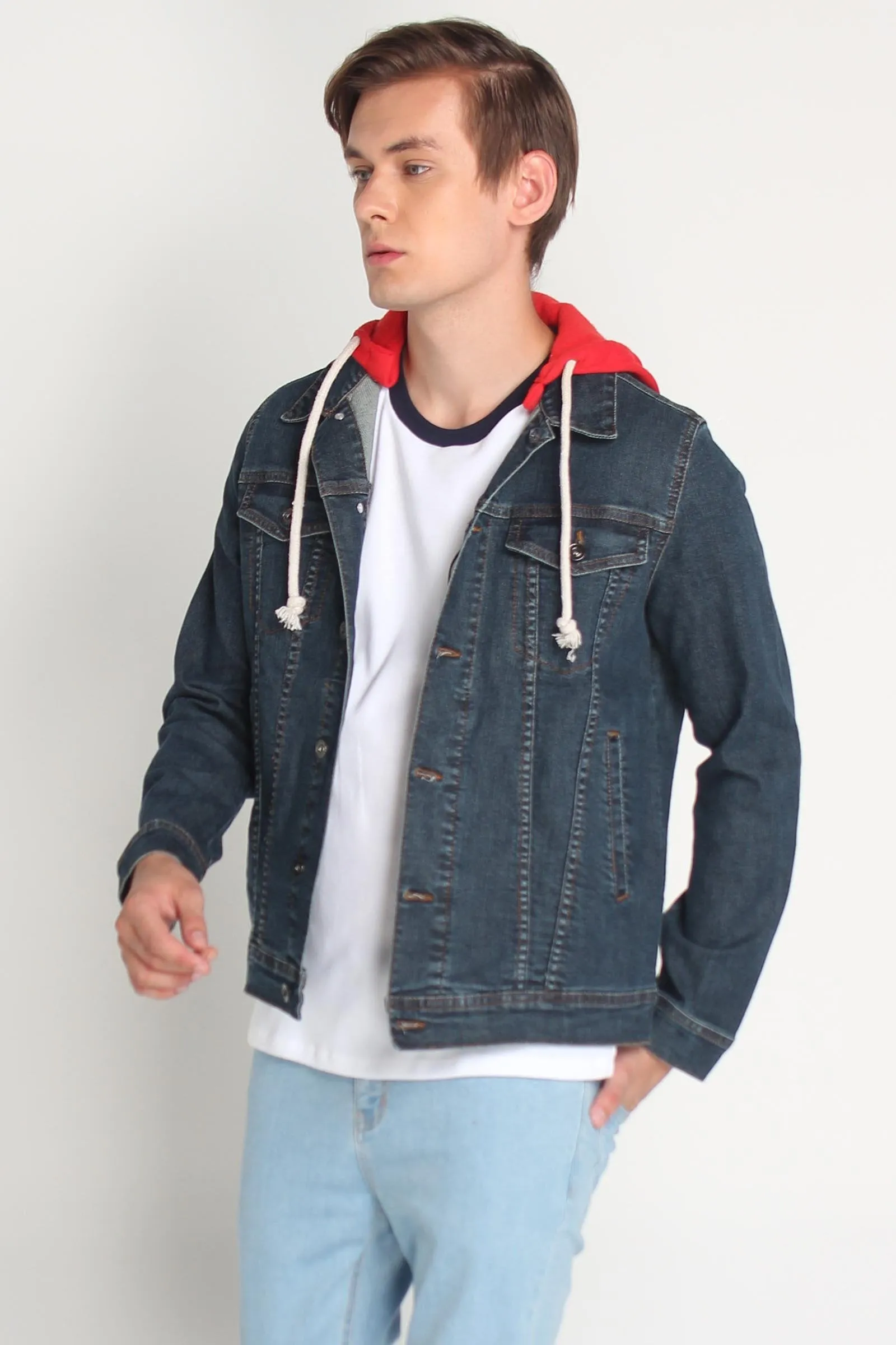 Denim Trucker Jacket With Hood