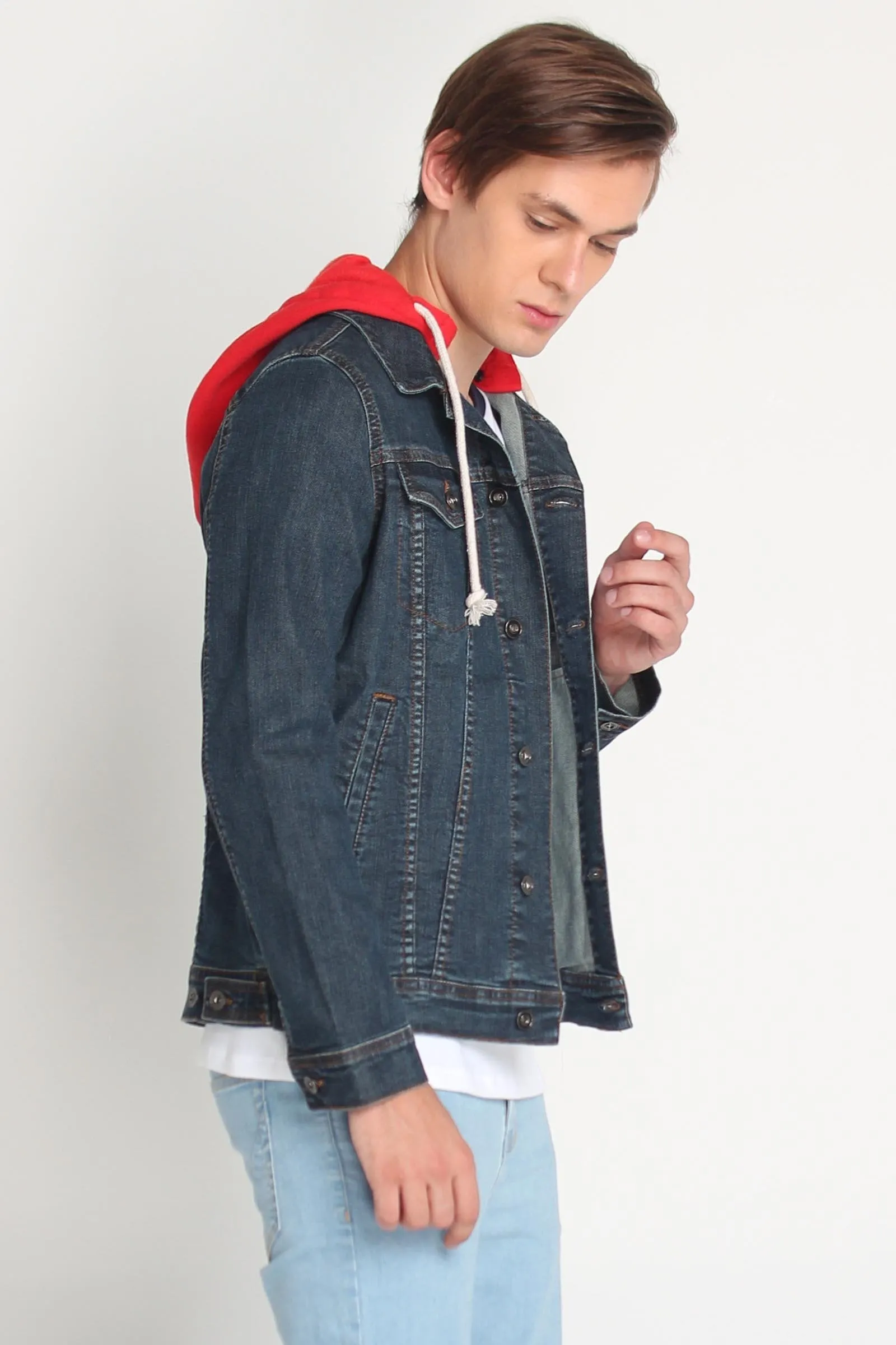 Denim Trucker Jacket With Hood