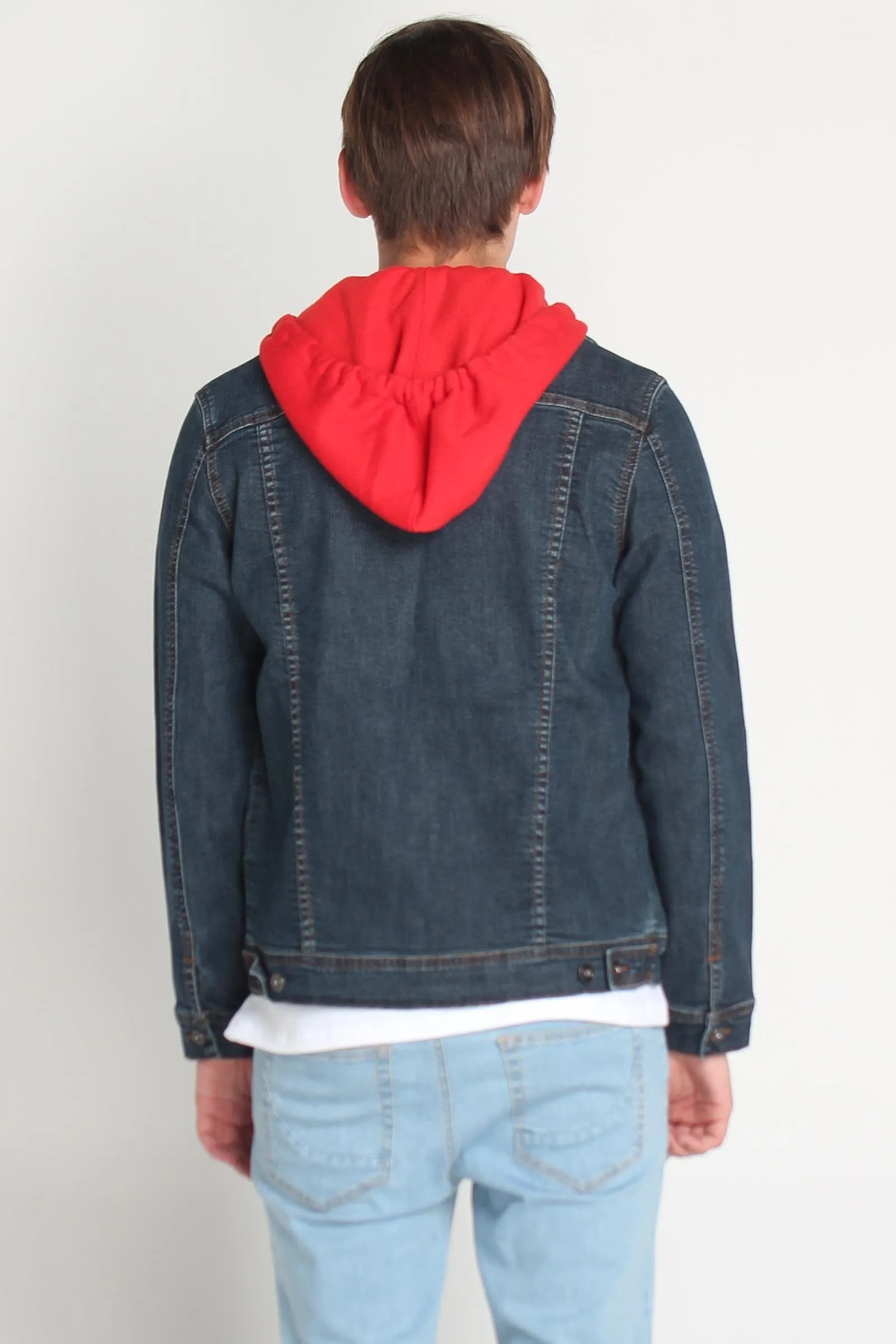 Denim Trucker Jacket With Hood