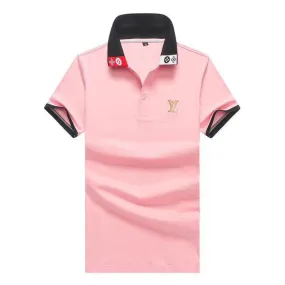 Louis Vuitton Men's Polo shirts-Pink