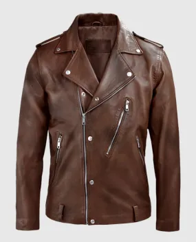 Men's Beast Spanish Brown Biker Leather Jackets