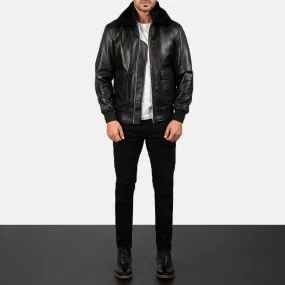 Mens Black G1 Leather Flight Jacket