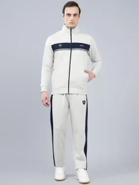 Men's Ecru Solid Winter Track Suit