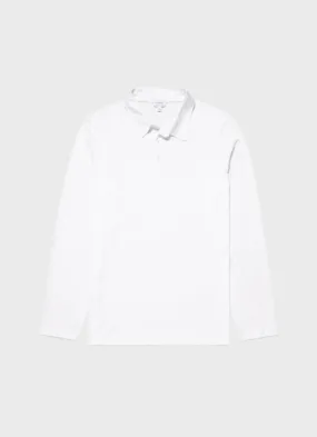 Men's Jersey Long Sleeve Polo Shirt in White