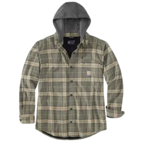 Rugged Flex Relaxed Fit Flannel Fleece-Lined Hooded Shirt Jac | Dusty Olive