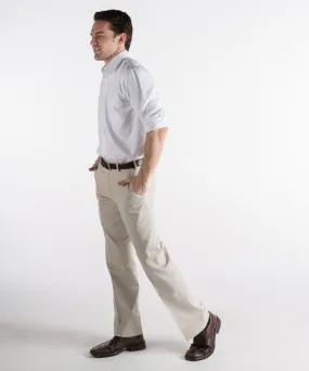 Short Men's Pant: "Dylan" Flat-Front Cotton Twill Self-Sizer Chino - Size 28 & 30 - FINAL SALE