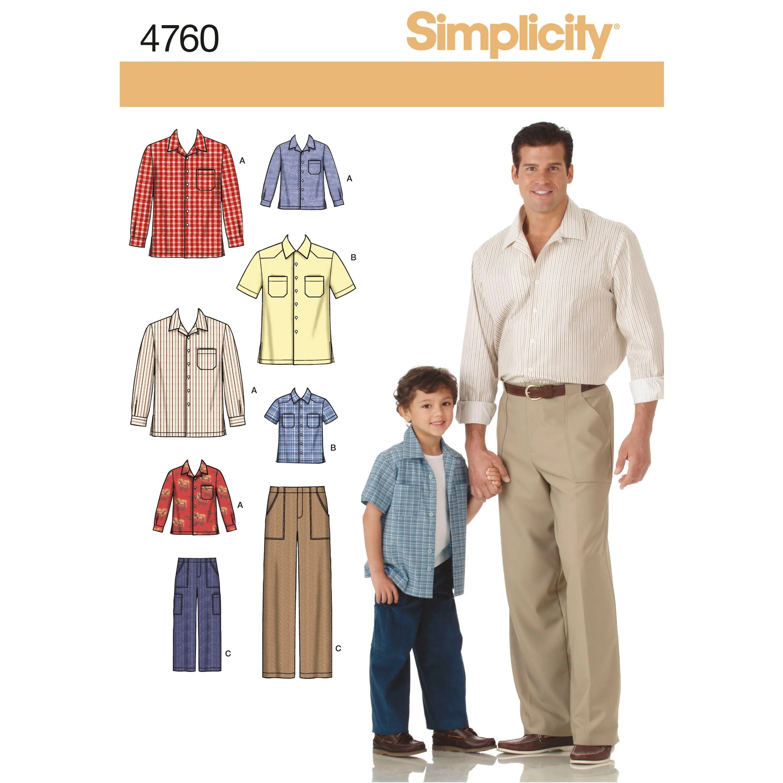 Simplicity Pattern 4760 Boys and Men Shirts and Trousers